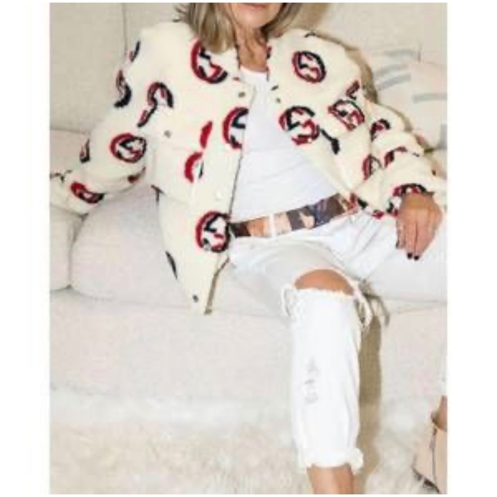 Angel Wings by Lucy MacGill Maru Bomber navy red cream jacket‎